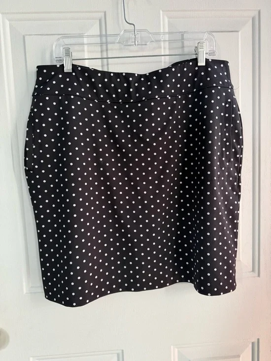 WEEKENDS BY CHICO’S SIZE 2 (L/XL) Polka Dot SKIRT Black White - Picture 4 of 16